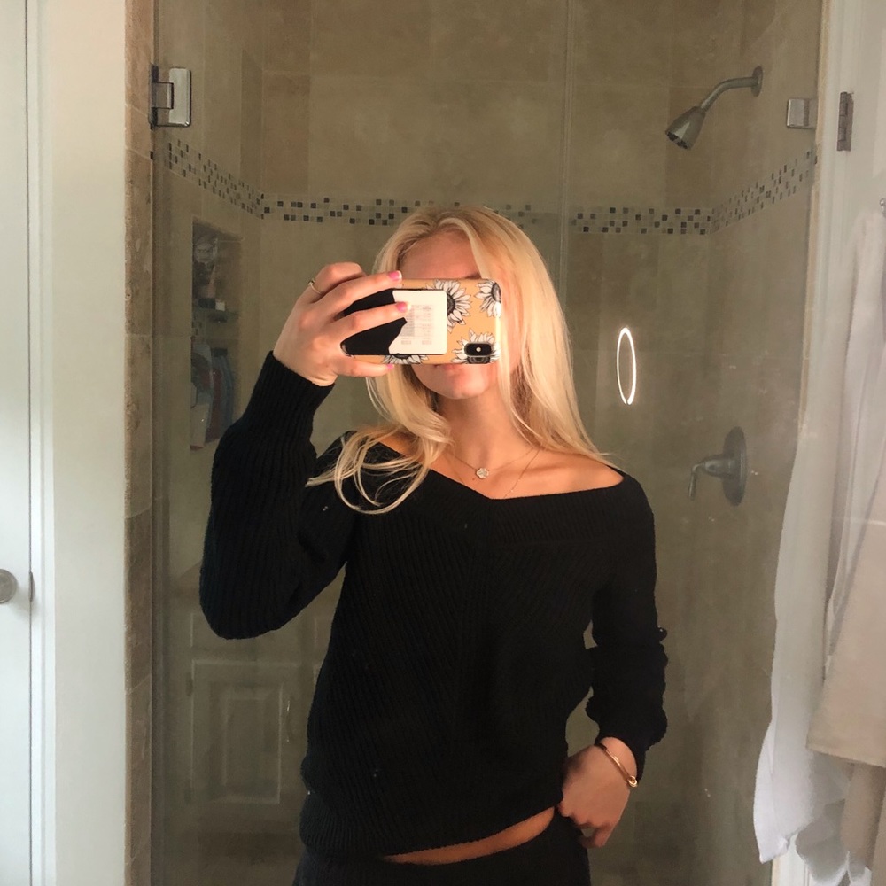 Black Off the Shoulder Sweater